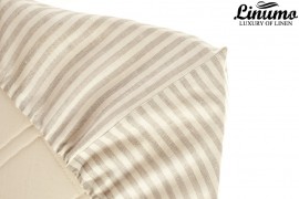 Fitted bedding sheet EMS 100% linen white-natural striped