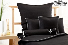Linen Bedcover ODER black with a white cord row various sizes