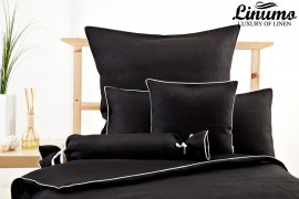 Pillow cover ODER linen black with a white cord row different sizes