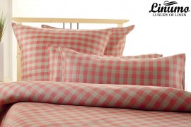 Pillow cover SPREE 100% linen natural/red checked different sizes