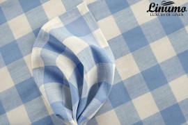 Bedding sheet HAVEL half-linen checked blue/white