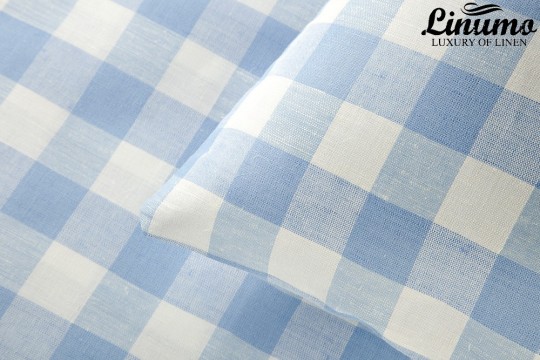 Pillow cover HAVEL semi linen checked blue different sizes