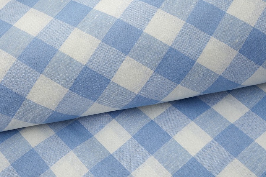 Kostenloser Stoffmuster Stoffserie HAVEL Karo Blau/Weiß