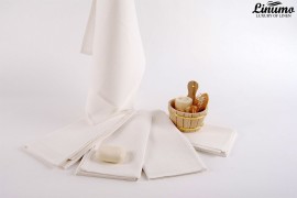 Edles Saunatuch Badetuch Handtuch Halbleinen Weiß Waffelpique