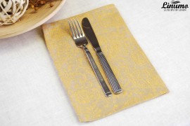 Fine linen napkin from 100% linen jacquard 35x50cm gold/grey
