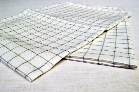 Linen tea towel 50x70cm creamy white checked