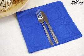 Edle Leinen-Serviette aus 100% Leinenjacquard 45x45cm Blau