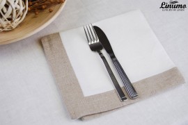 Classic design napkin LAHN made of 100% linen white/natural 45x45cm