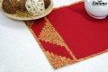 Table runner red linen jacquard patchwork different sizes