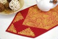 Table runner yellow-red linen jacquard patchwork