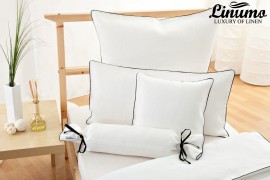 Bolster NECKAR 100% linen white with a black cord row