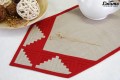 Linen table runner natural/red patchwork 33x150cm