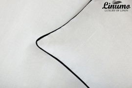 Fabric pattern NECKAR 100% Linen white with a black cord row
