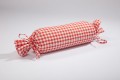 JAGST neck roll cover 100% linen white-red checked with/without filling
