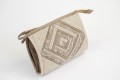 Cosmetic bag made of linen patchwork grey/yellow
