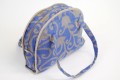 Highly fashionable linen bag made from 100% linen jacquard natural/blue