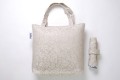 Foldable linen shopping bag made from 100% linen jacquard gray